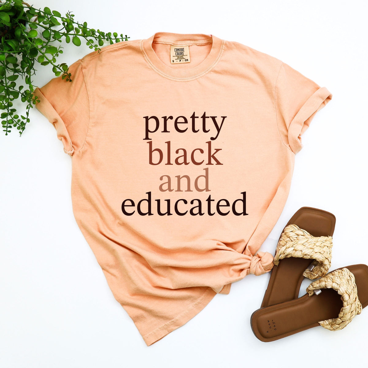 Pretty Black and Educated - Women's Garment Dyed Graphic T-Shirt