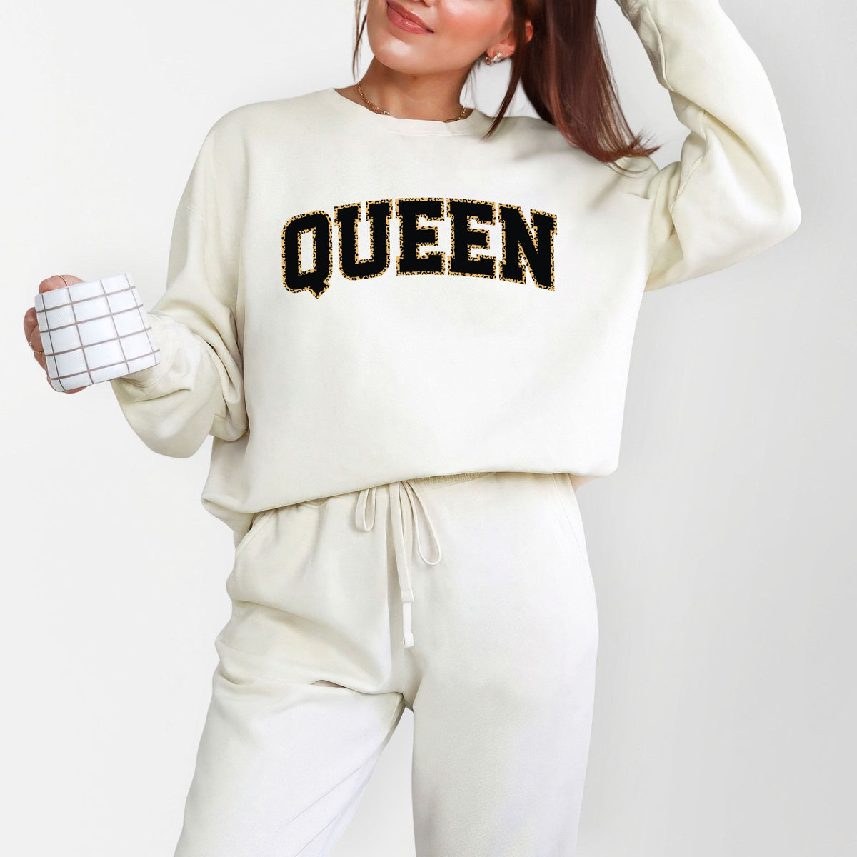 Queen Leopard Print - Women's Lightweight Garment Dyed Sweatshirt