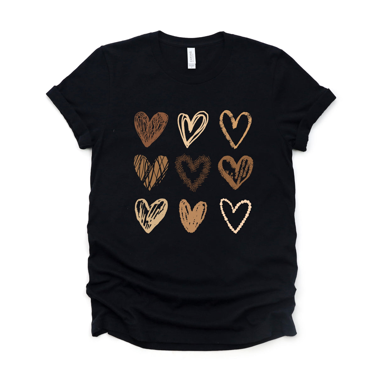 Brown Hearts Collage - Women's Short Sleeve Graphic T-Shirt