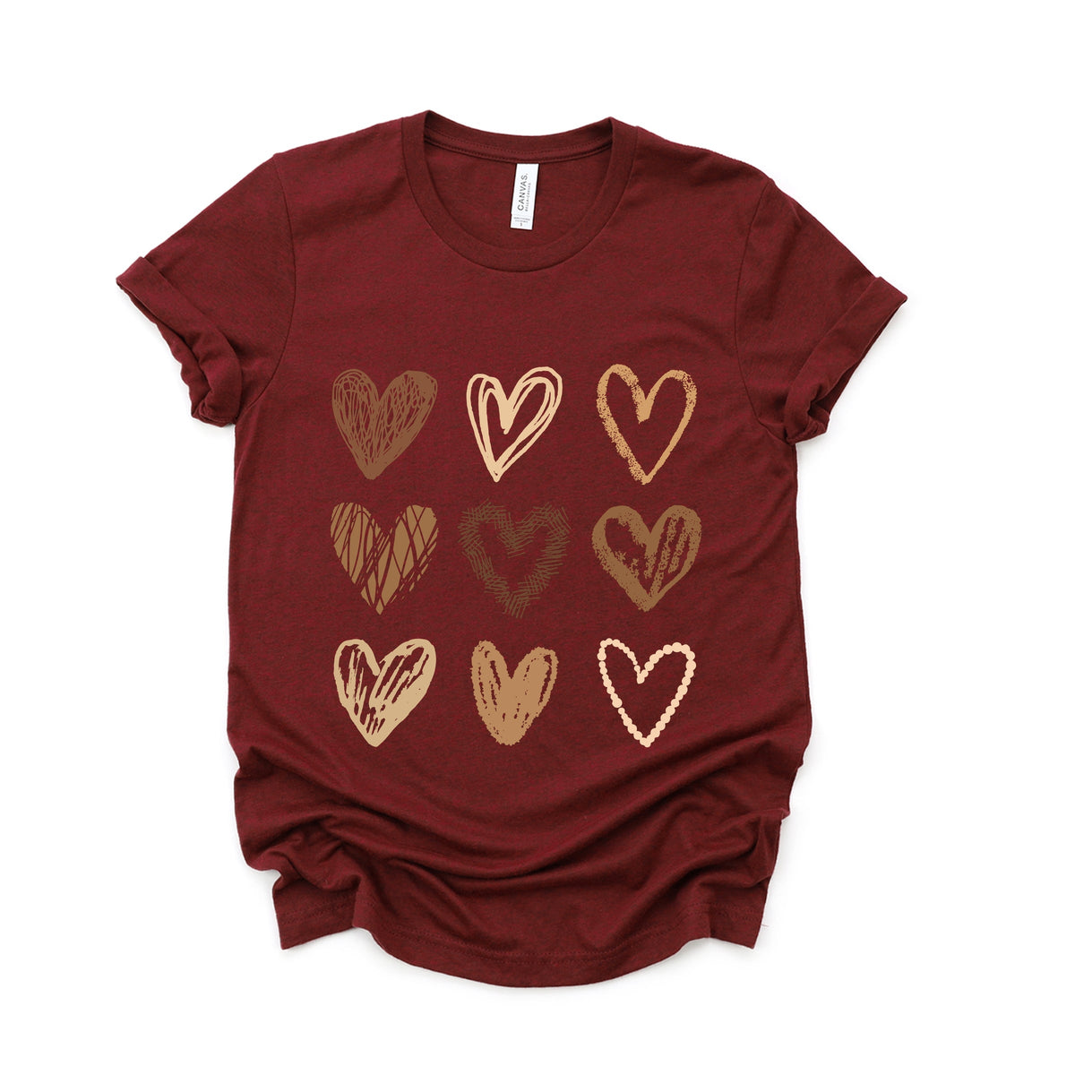Brown Hearts Collage - Women's Short Sleeve Graphic T-Shirt