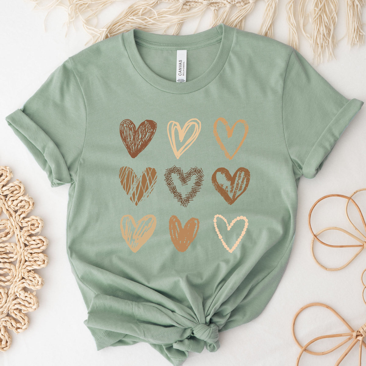 Brown Hearts Collage - Women's Short Sleeve Graphic T-Shirt
