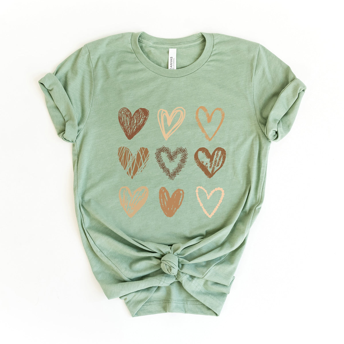Brown Hearts Collage - Women's Short Sleeve Graphic T-Shirt