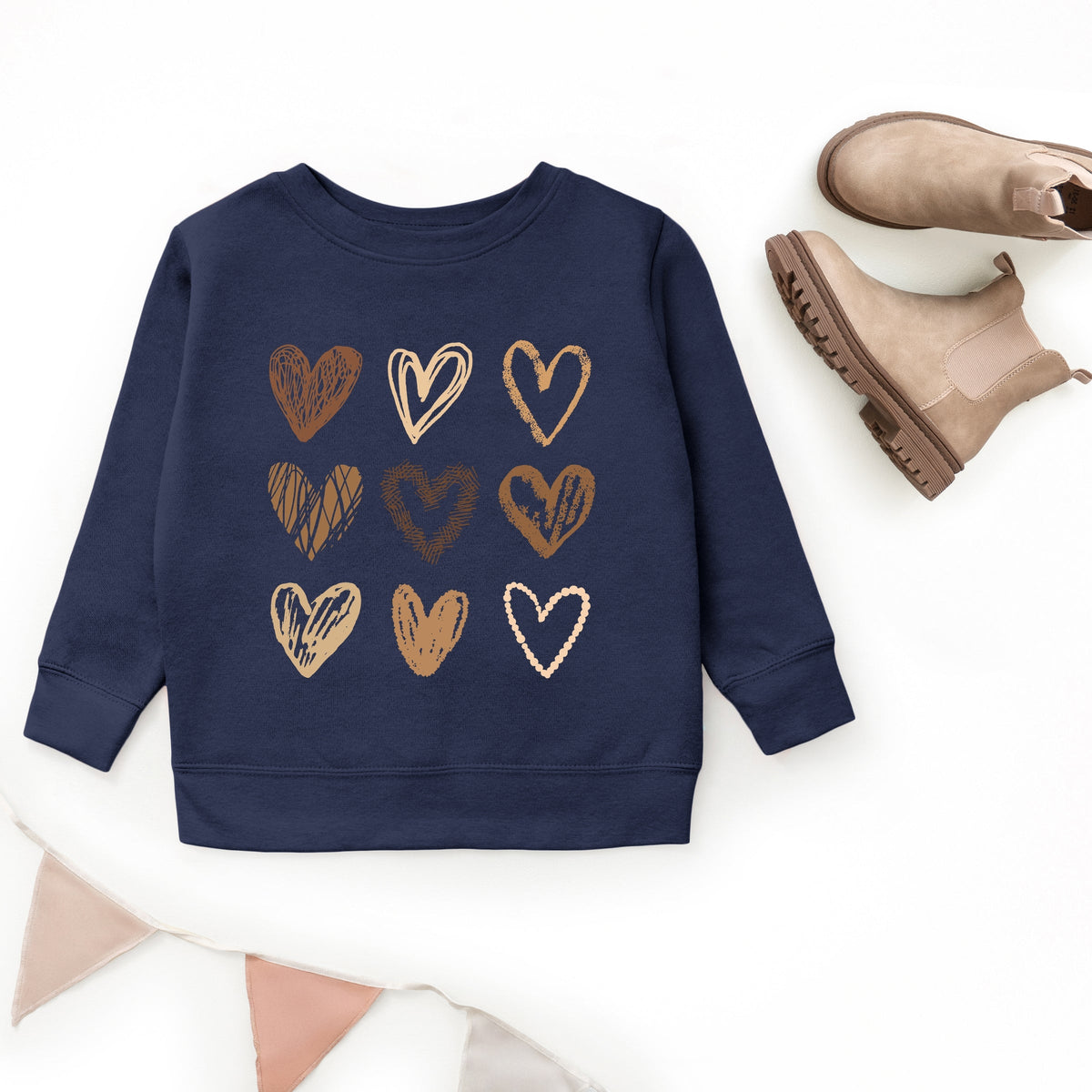 Brown Hearts Collage - Youth Graphic Sweatshirt