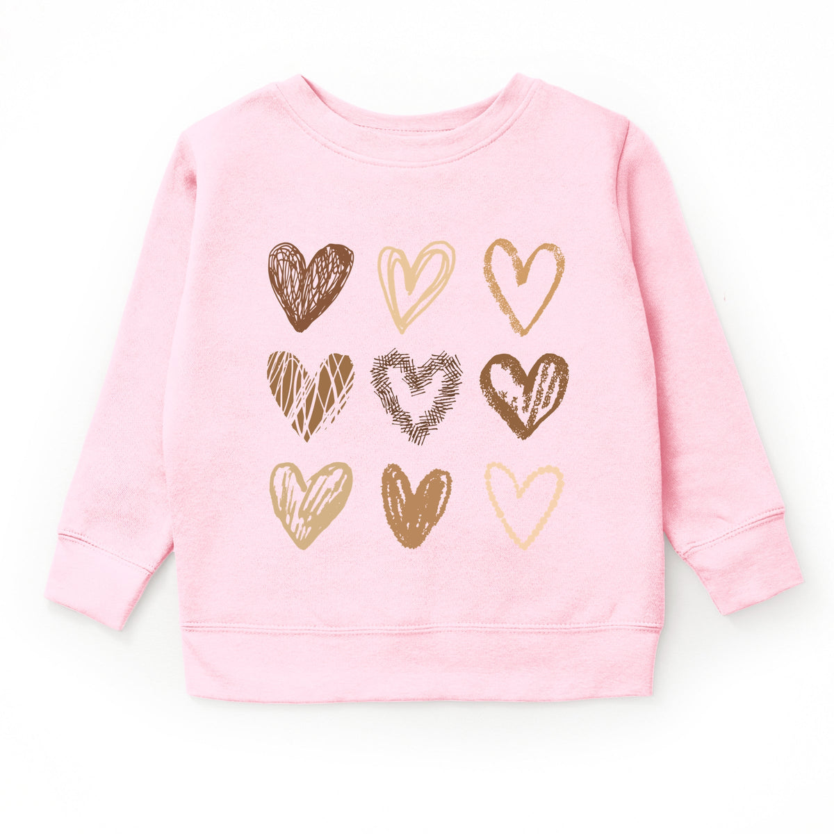 Brown Hearts Collage - Youth Graphic Sweatshirt