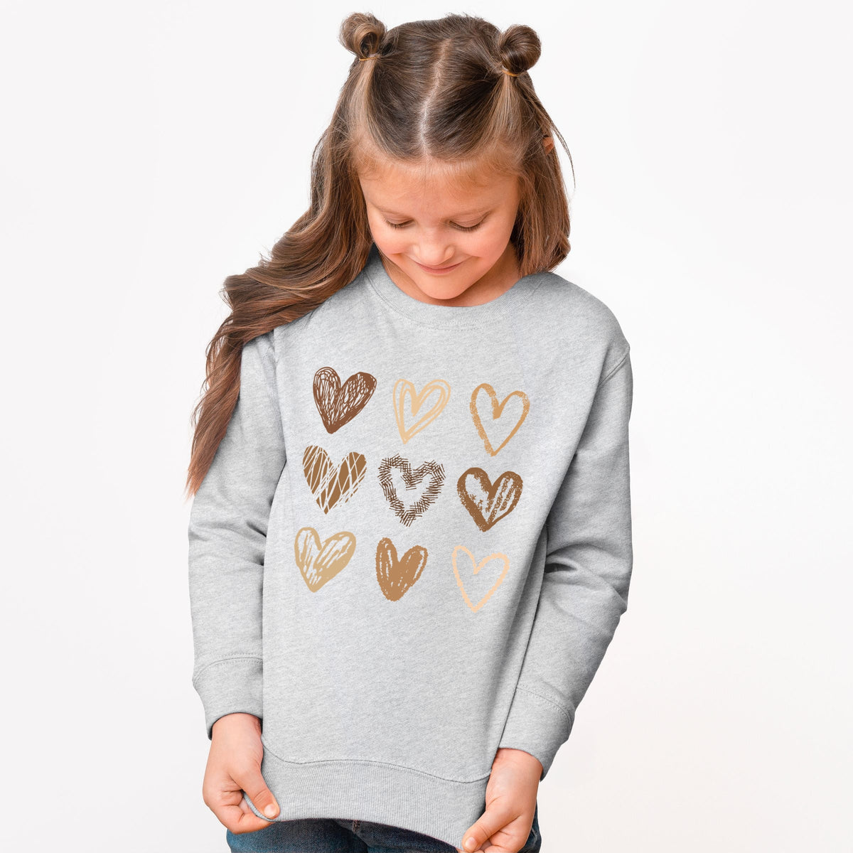 Brown Hearts Collage - Youth Graphic Sweatshirt