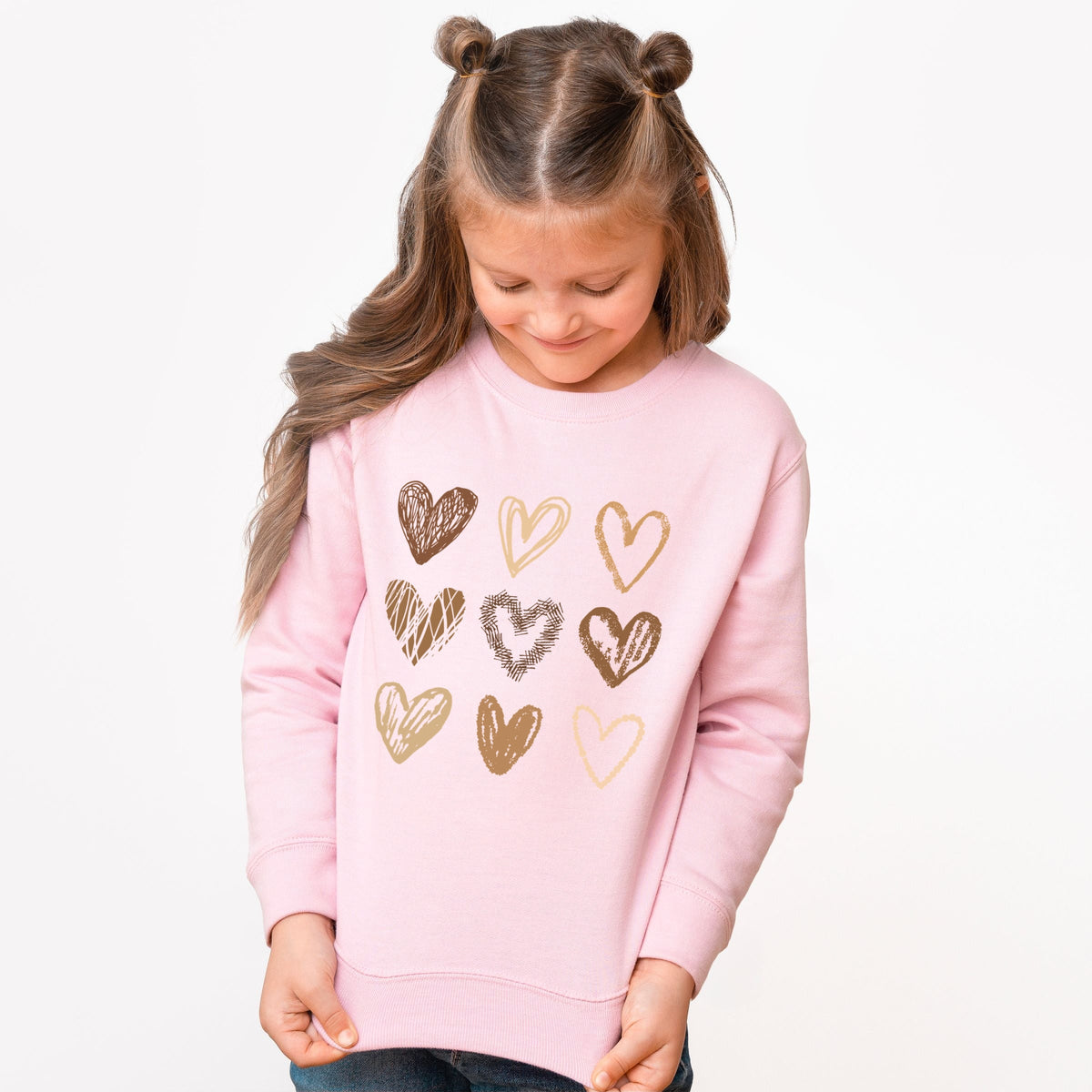 Brown Hearts Collage - Youth Graphic Sweatshirt