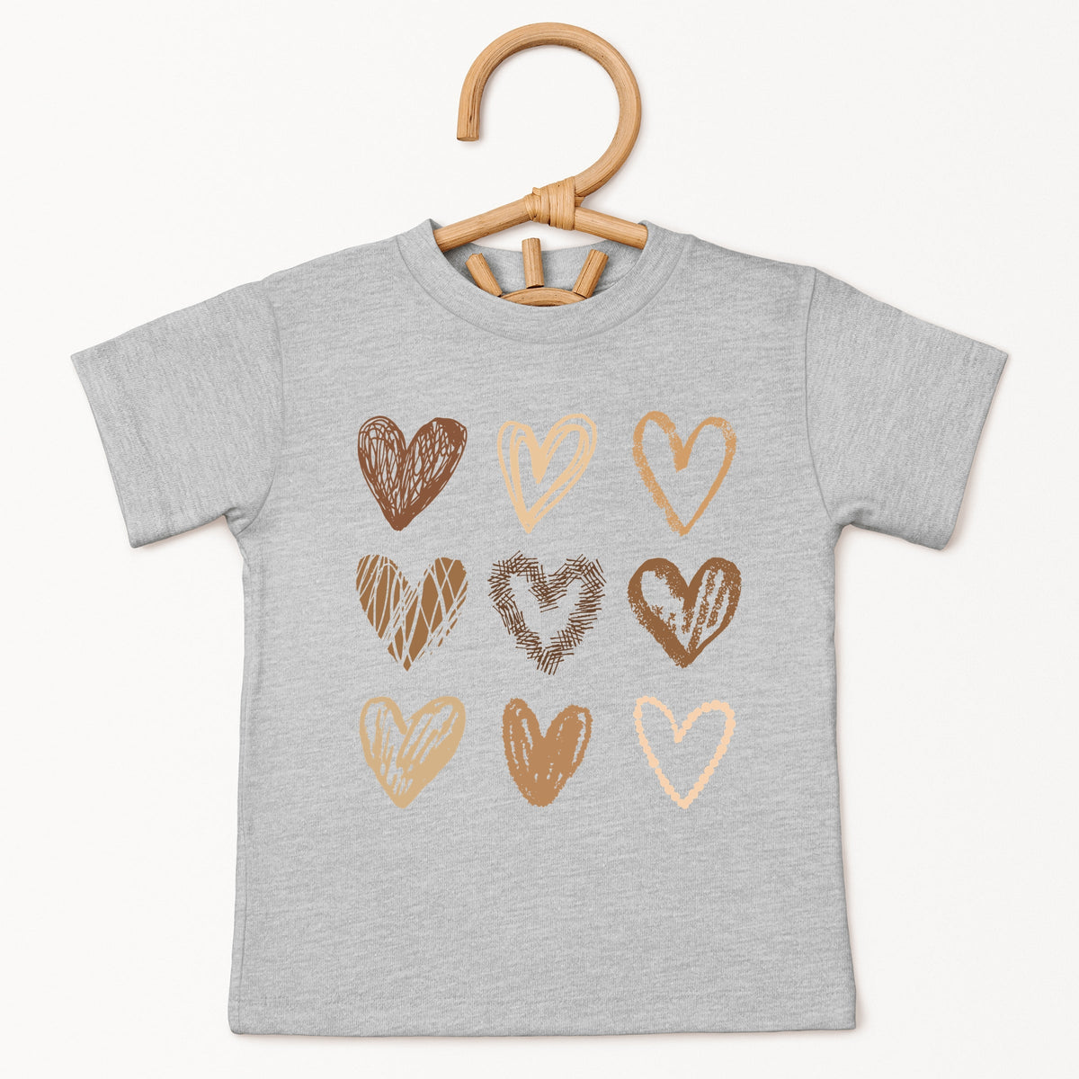 Brown Hearts Collage - Toddler Short Sleeve Graphic T-Shirt