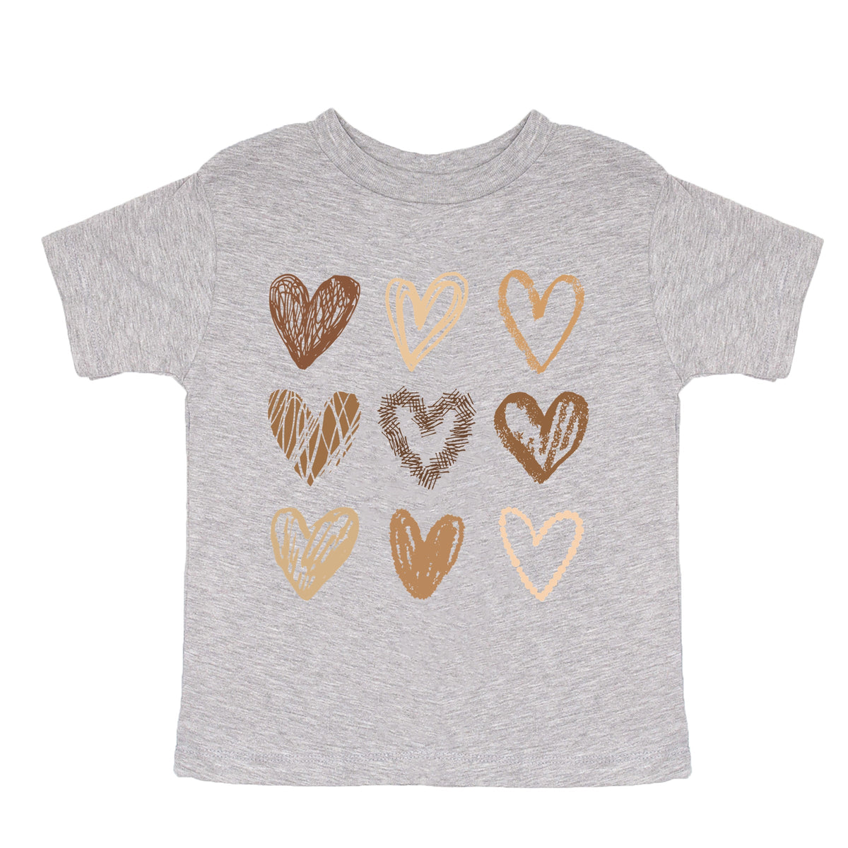 Brown Hearts Collage - Toddler Short Sleeve Graphic T-Shirt