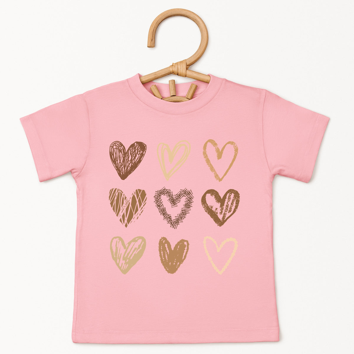 Brown Hearts Collage - Toddler Short Sleeve Graphic T-Shirt