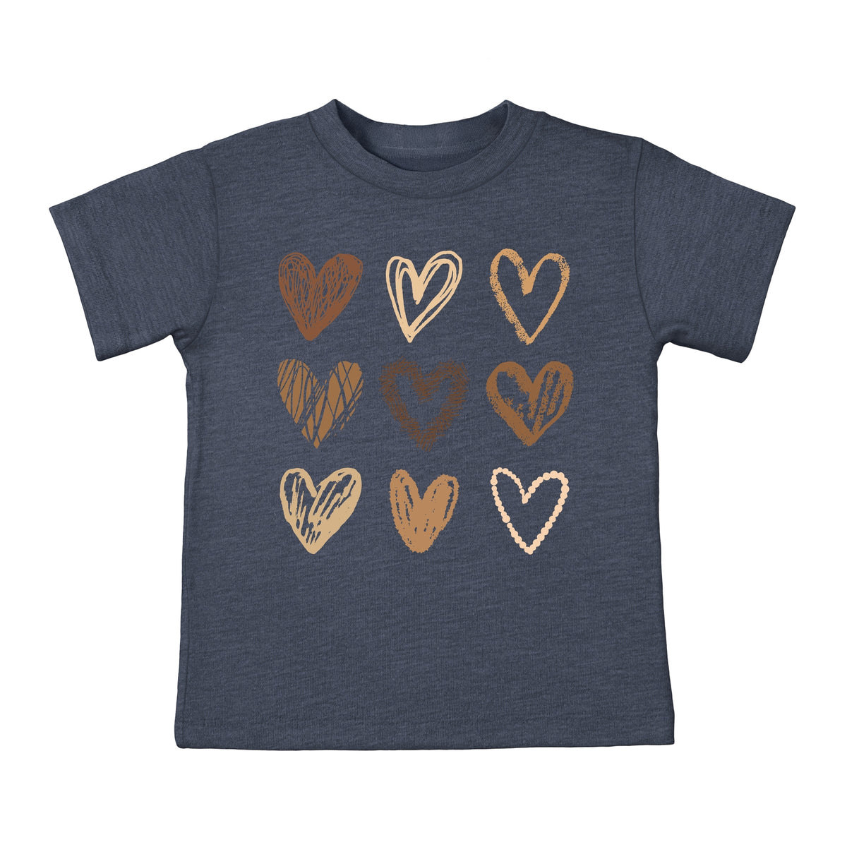 Brown Hearts Collage - Toddler Short Sleeve Graphic T-Shirt