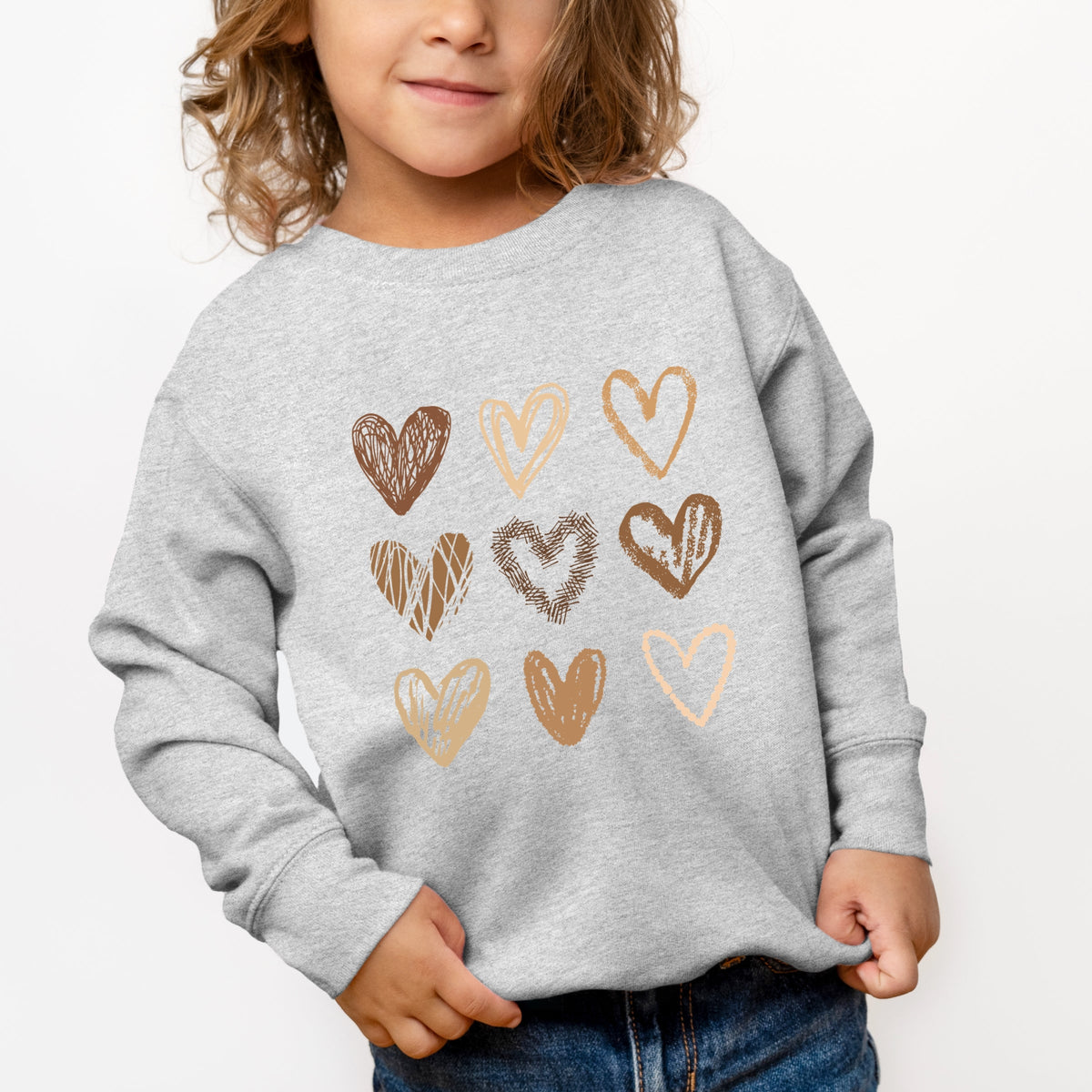 Brown Hearts Collage - Toddler Graphic Sweatshirt