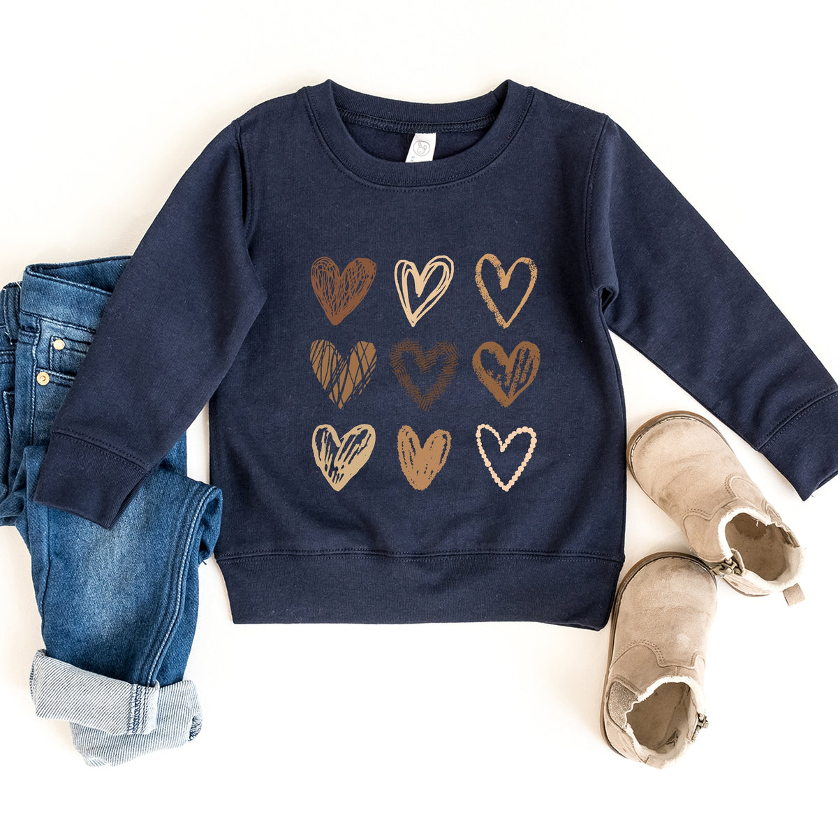 Brown Hearts Collage - Toddler Graphic Sweatshirt