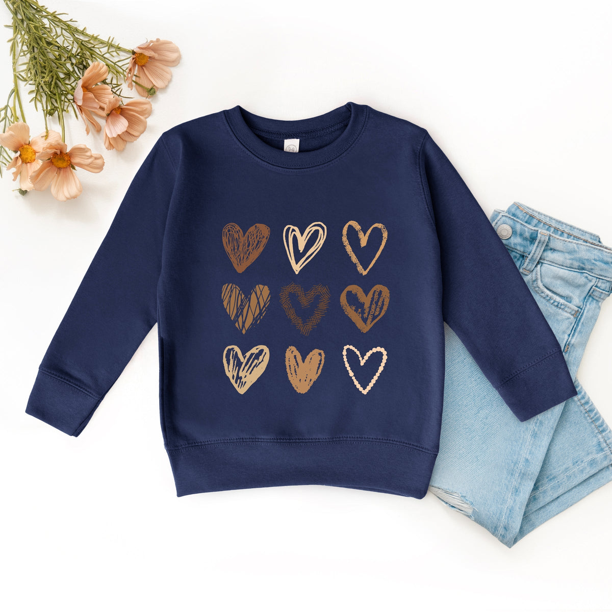 Brown Hearts Collage - Toddler Graphic Sweatshirt
