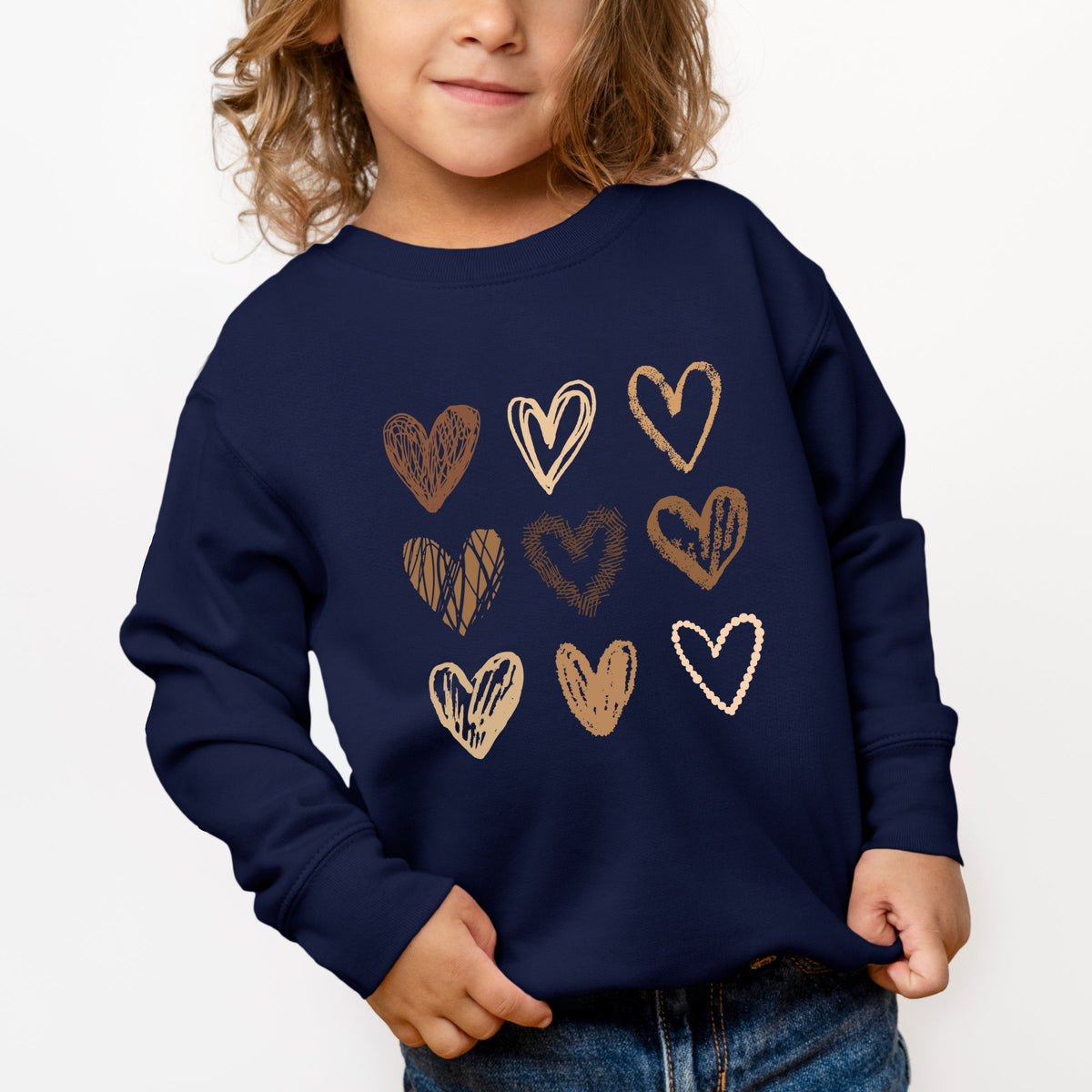 Brown Hearts Collage - Toddler Graphic Sweatshirt
