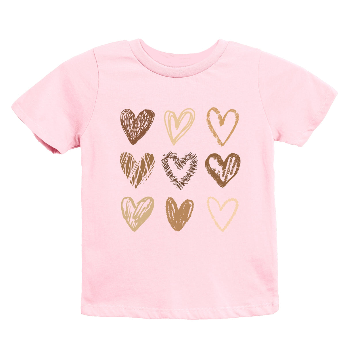Brown Hearts Collage - Youth Short Sleeve Graphic T-Shirt
