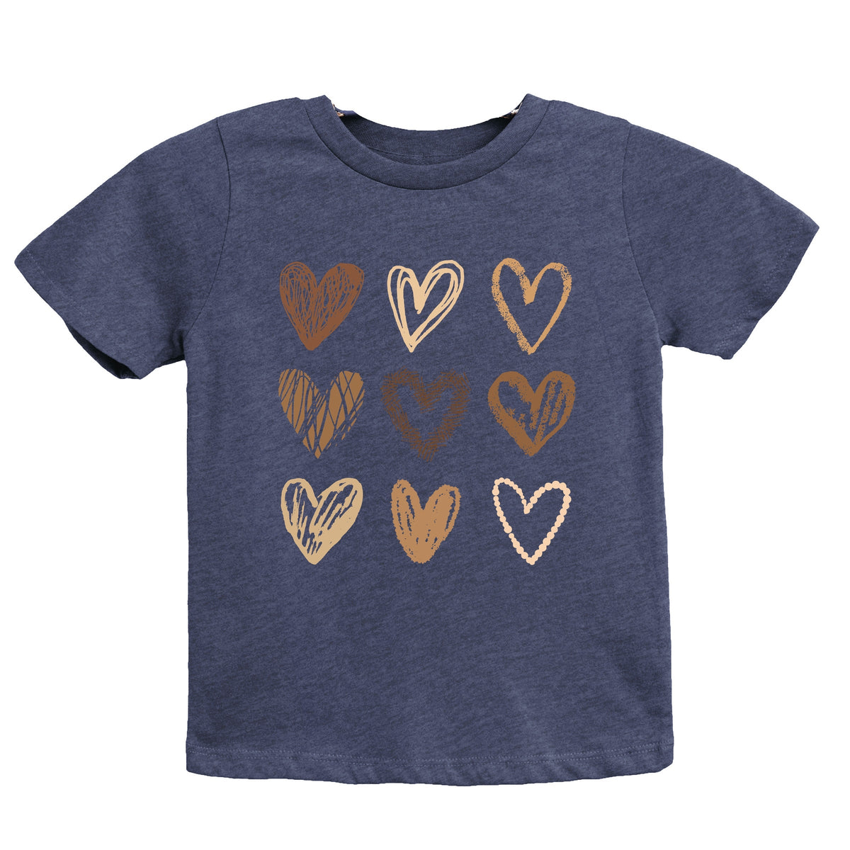 Brown Hearts Collage - Youth Short Sleeve Graphic T-Shirt