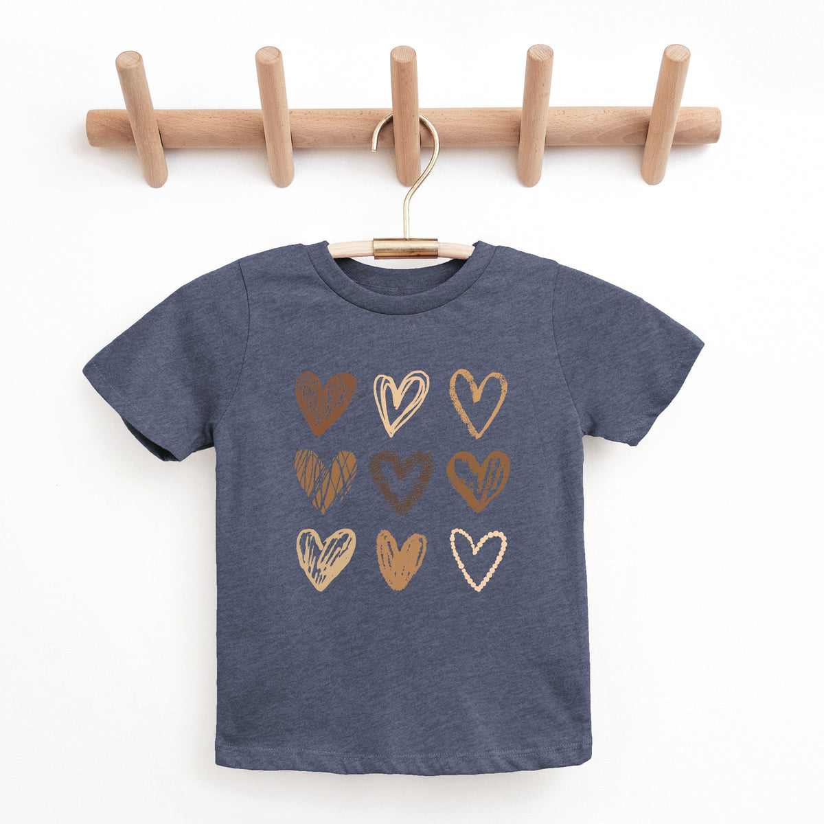 Brown Hearts Collage - Youth Short Sleeve Graphic T-Shirt