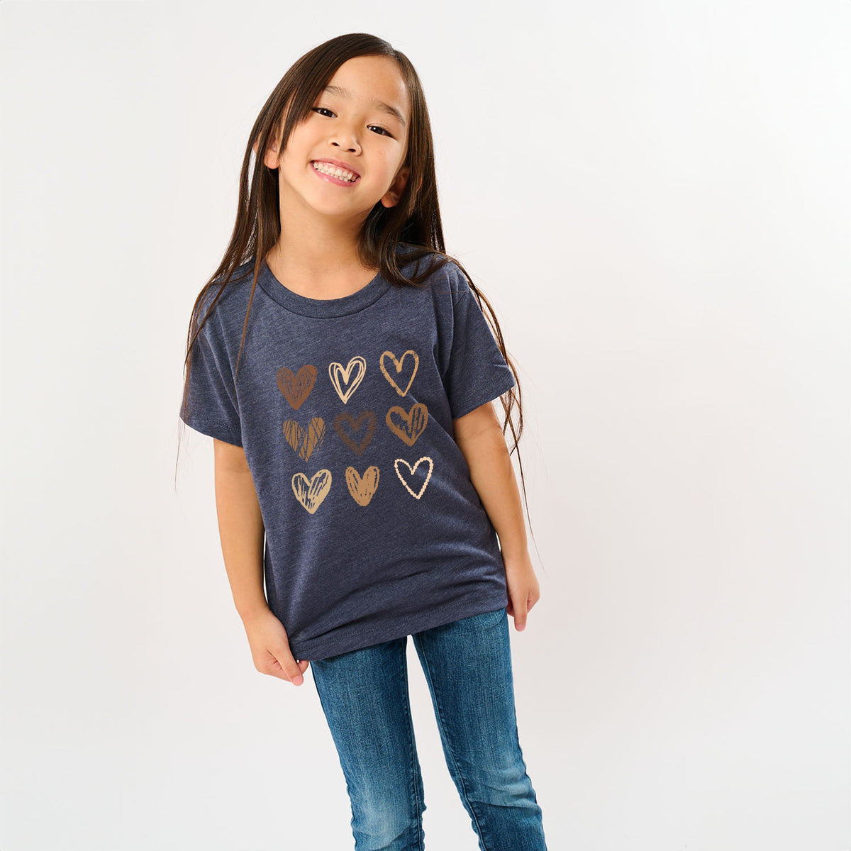 Brown Hearts Collage - Youth Short Sleeve Graphic T-Shirt