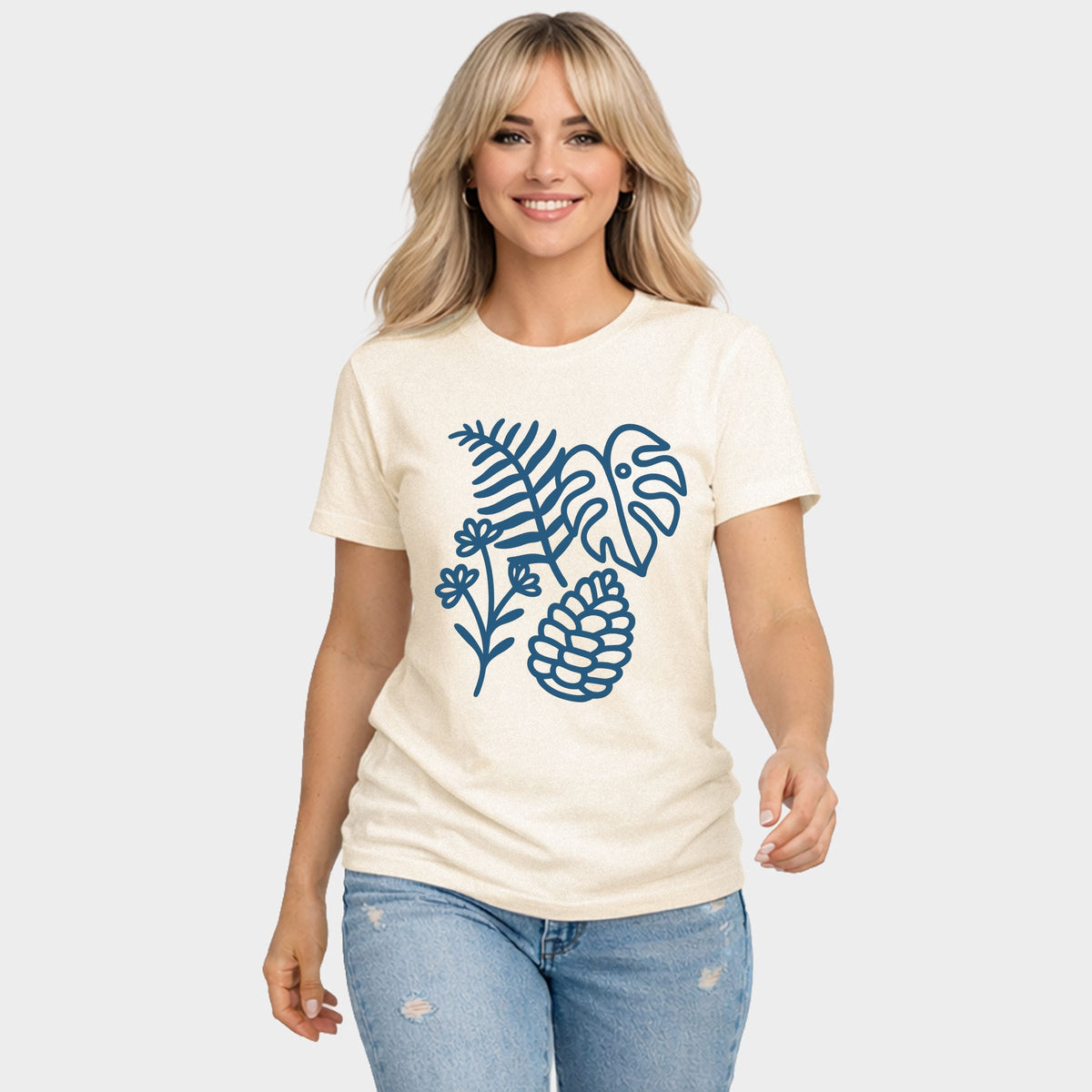 Blue Plants Outline - Women's Short Sleeve Graphic T-Shirt