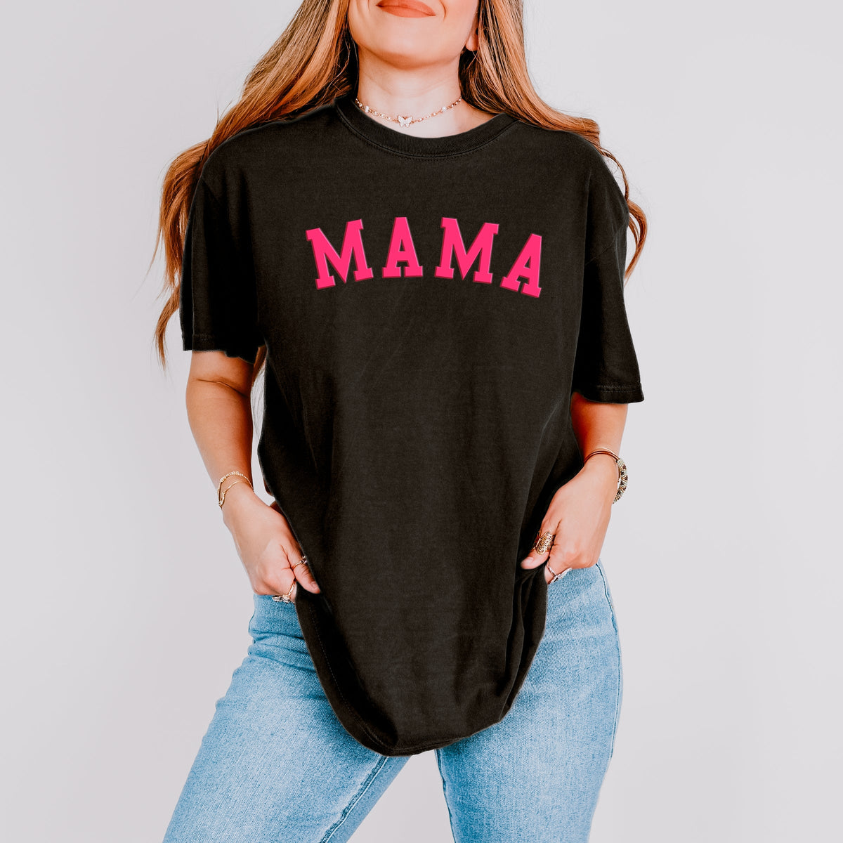 Mama Bold Puff Print - Women's Garment Dyed Graphic T-Shirt