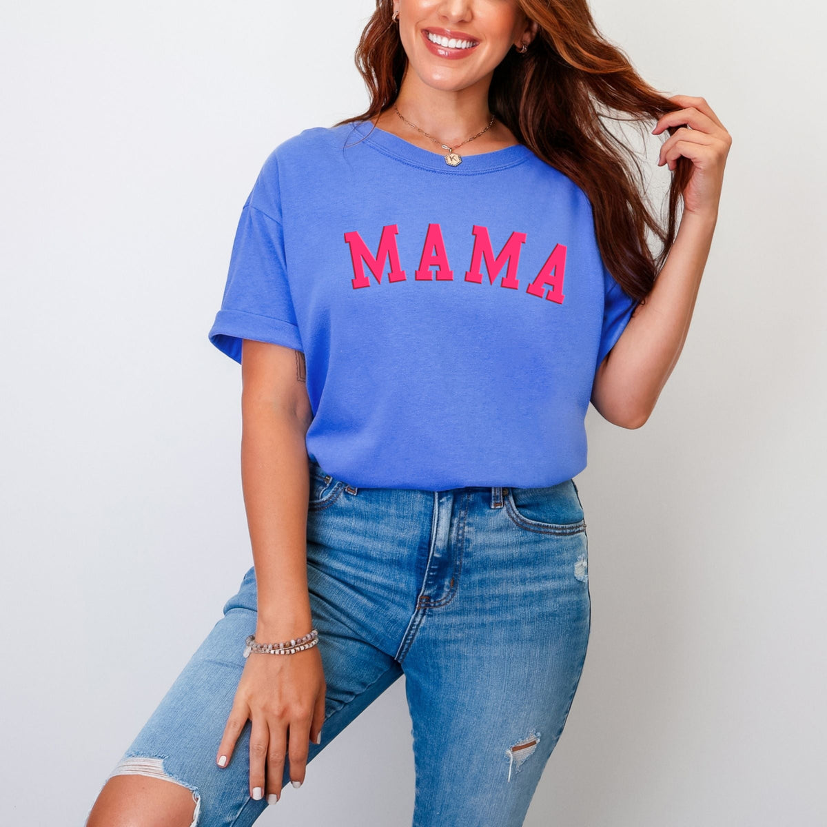 Mama Bold Puff Print - Women's Garment Dyed Graphic T-Shirt