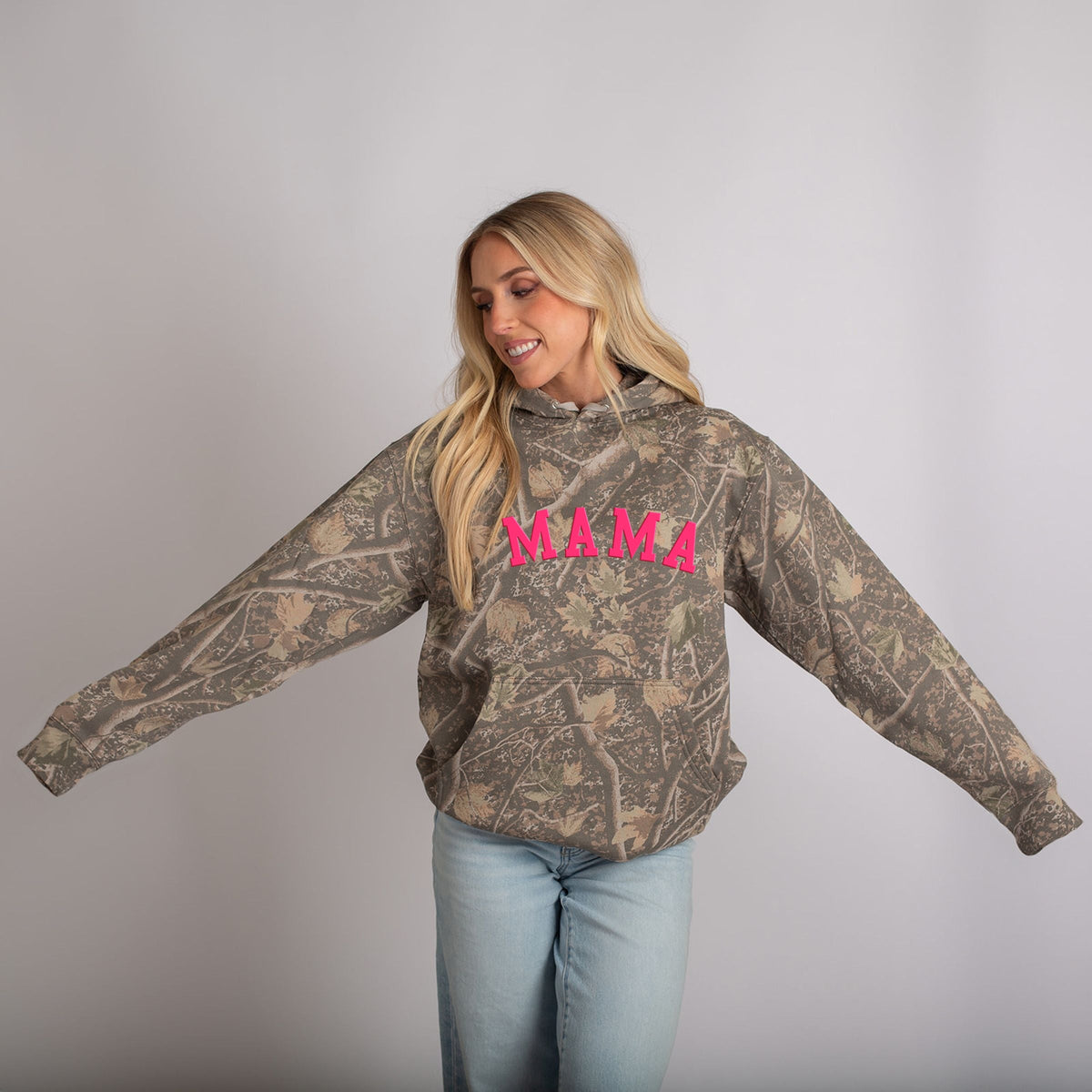 Mama Bold Puff Print - Camo Hoodie