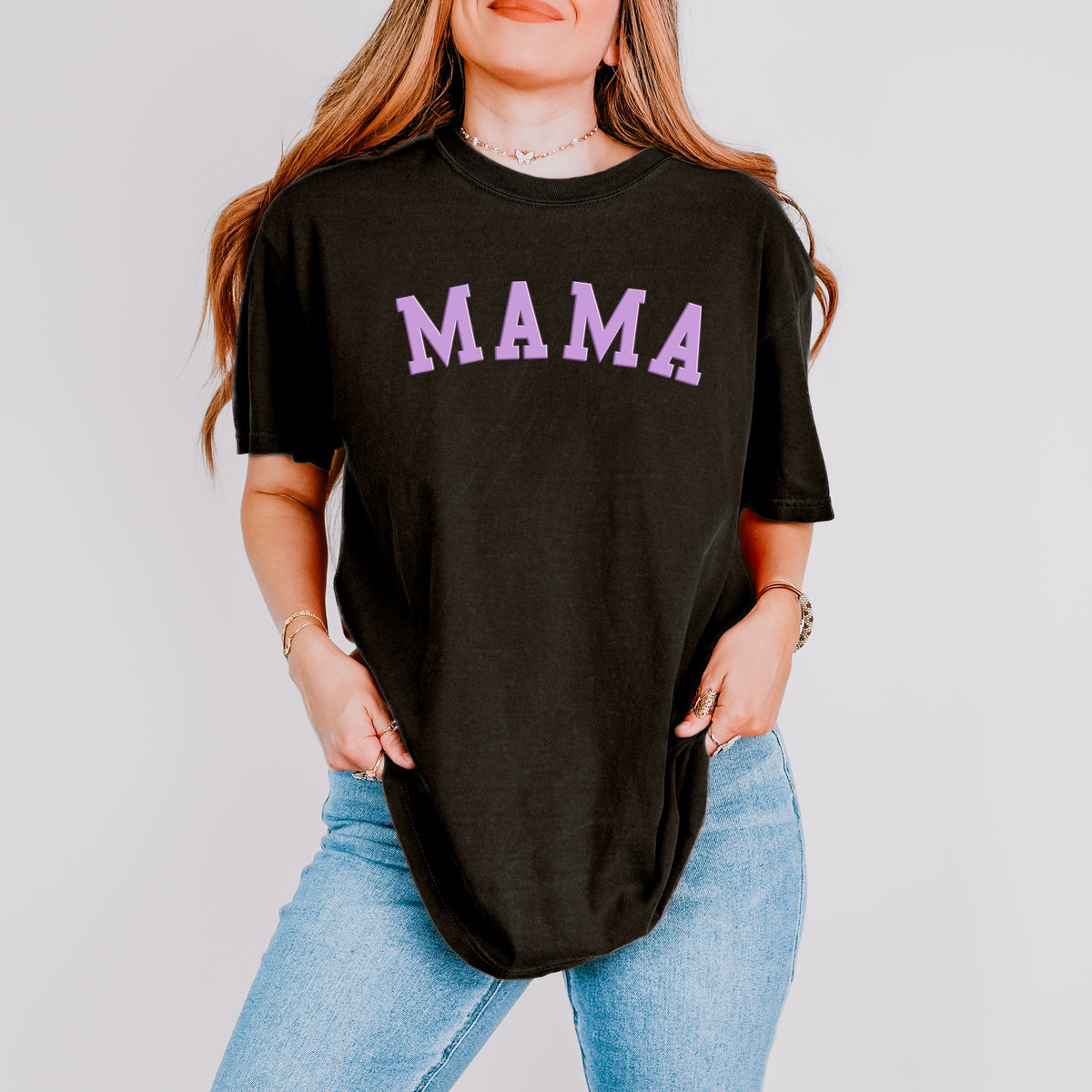 Mama Bold Puff Print - Women's Garment Dyed Graphic T-Shirt