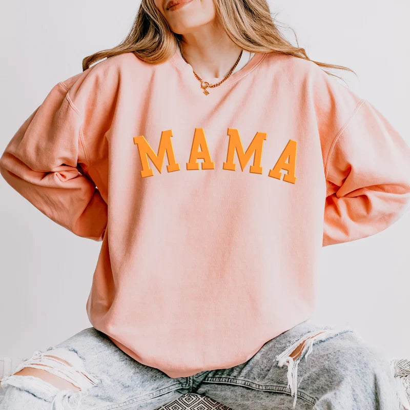 Mama Bold Puff Print - Women's Lightweight Garment Dyed Sweatshirt