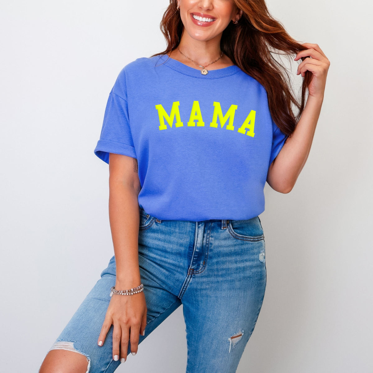 Mama Bold Puff Print - Women's Garment Dyed Graphic T-Shirt
