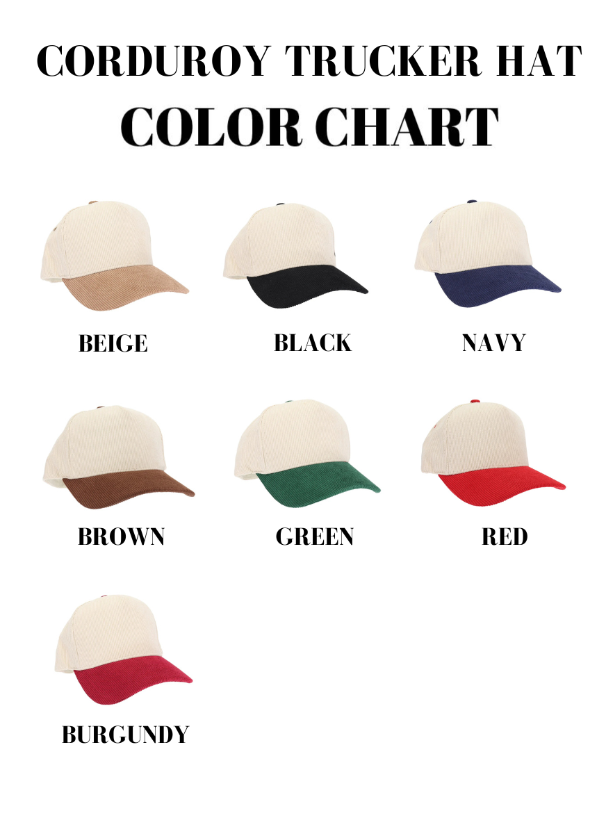 3D Puff Embroidered Fall Bold - Women's Corduroy Trucker Hat