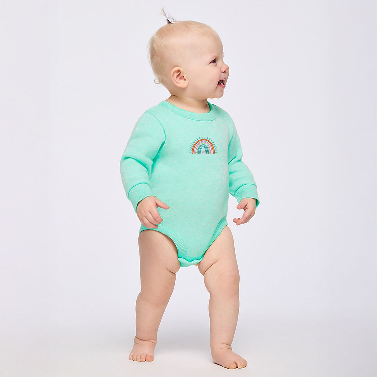 Embroidered Rainbow Heart - Infant Fleece BodySuit