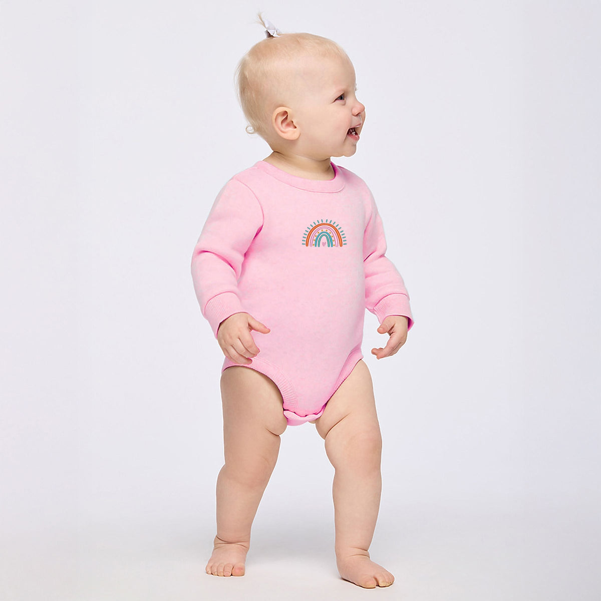 Embroidered Rainbow Heart - Infant Fleece BodySuit