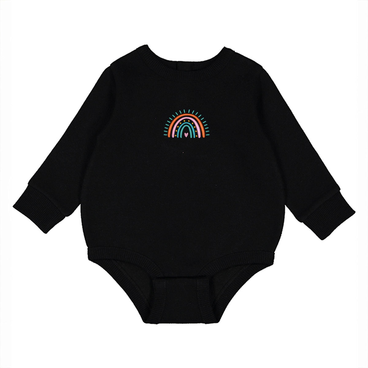 Embroidered Rainbow Heart - Infant Fleece BodySuit