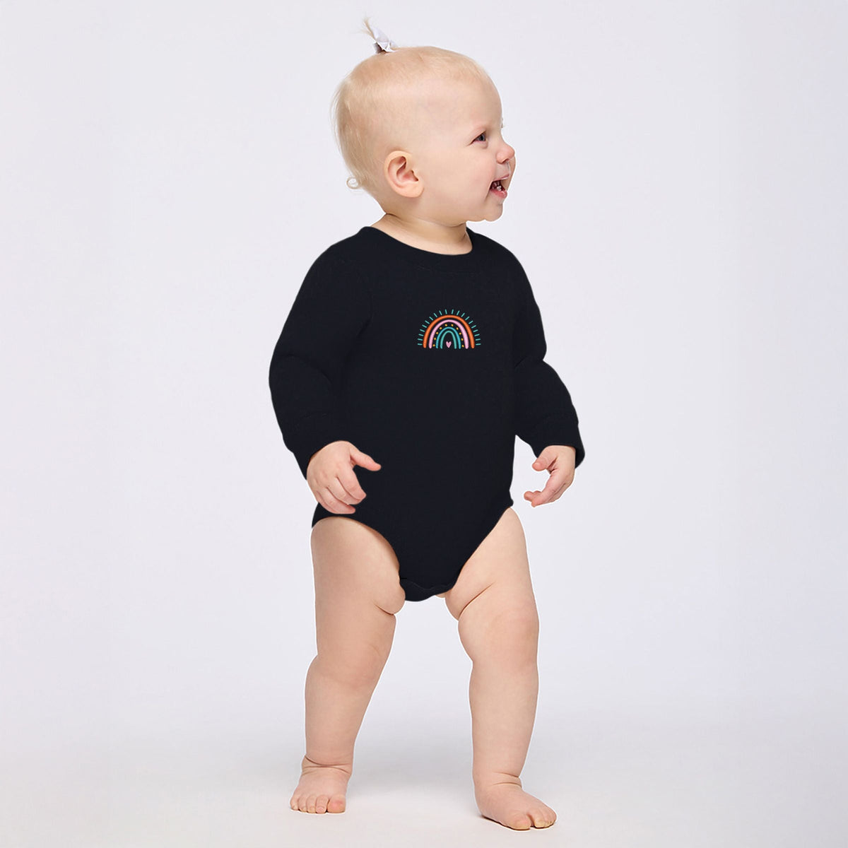 Embroidered Rainbow Heart - Infant Fleece BodySuit