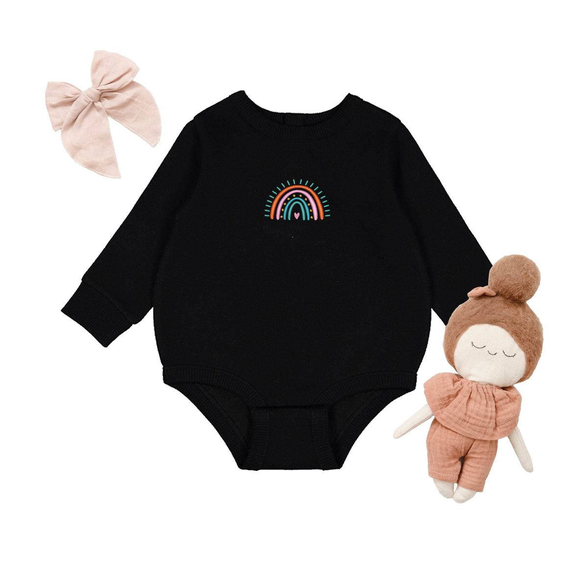 Embroidered Rainbow Heart - Infant Fleece BodySuit