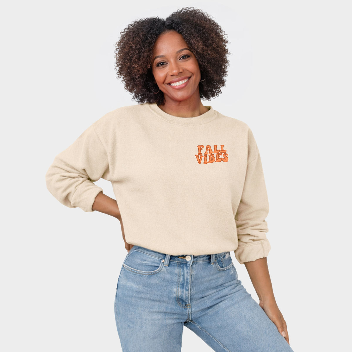 Embroidered Fall Vibes Retro - Women's Graphic Sweatshirt