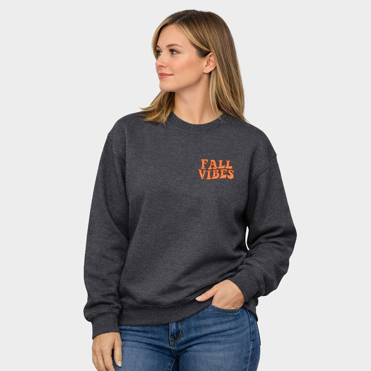 Embroidered Fall Vibes Retro - Women's Graphic Sweatshirt