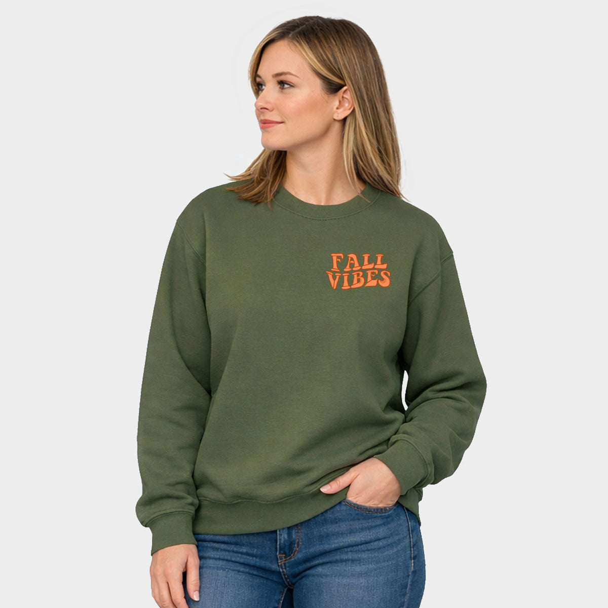 Embroidered Fall Vibes Retro - Women's Graphic Sweatshirt