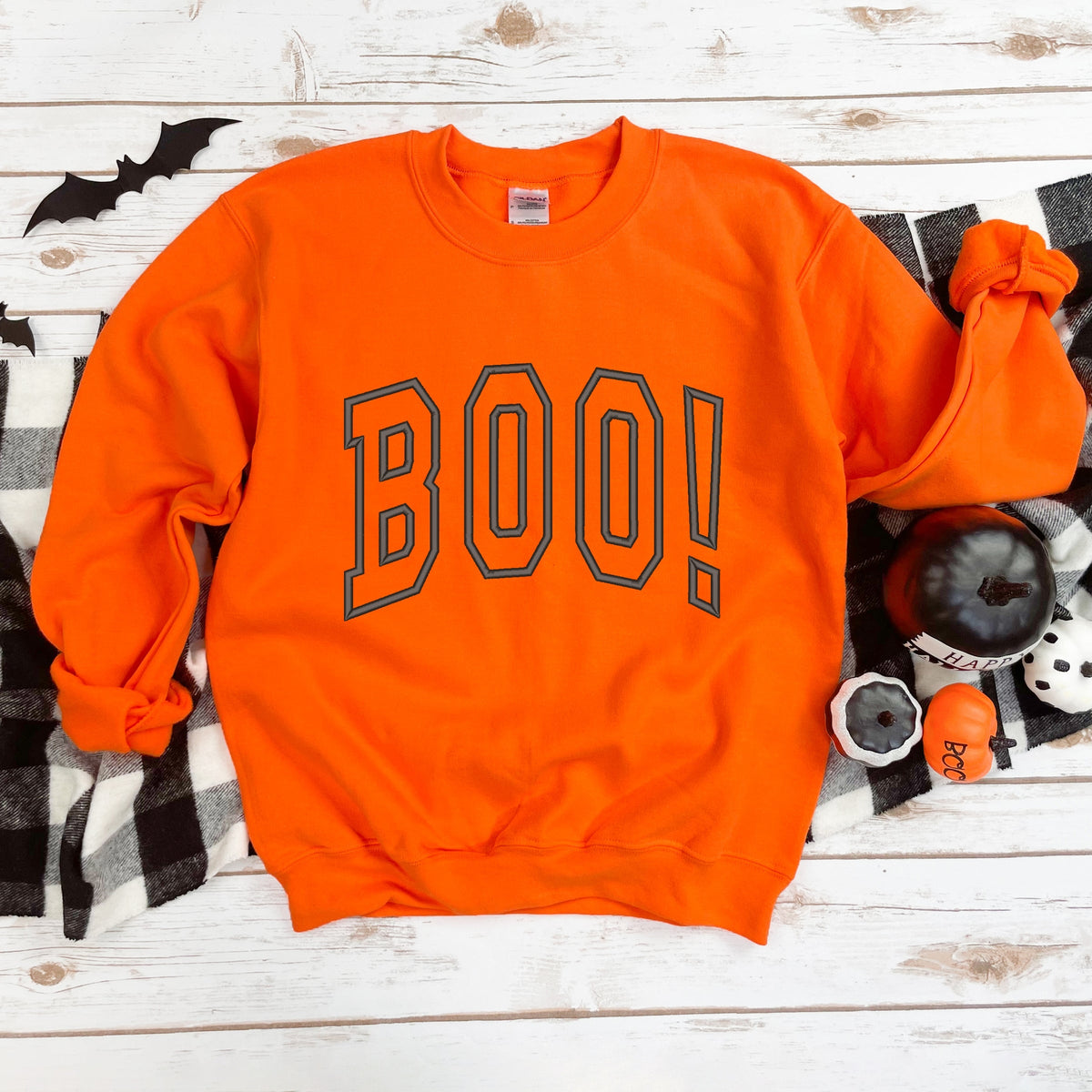 Embroidered Boo Arched - Women's Graphic Sweatshirt