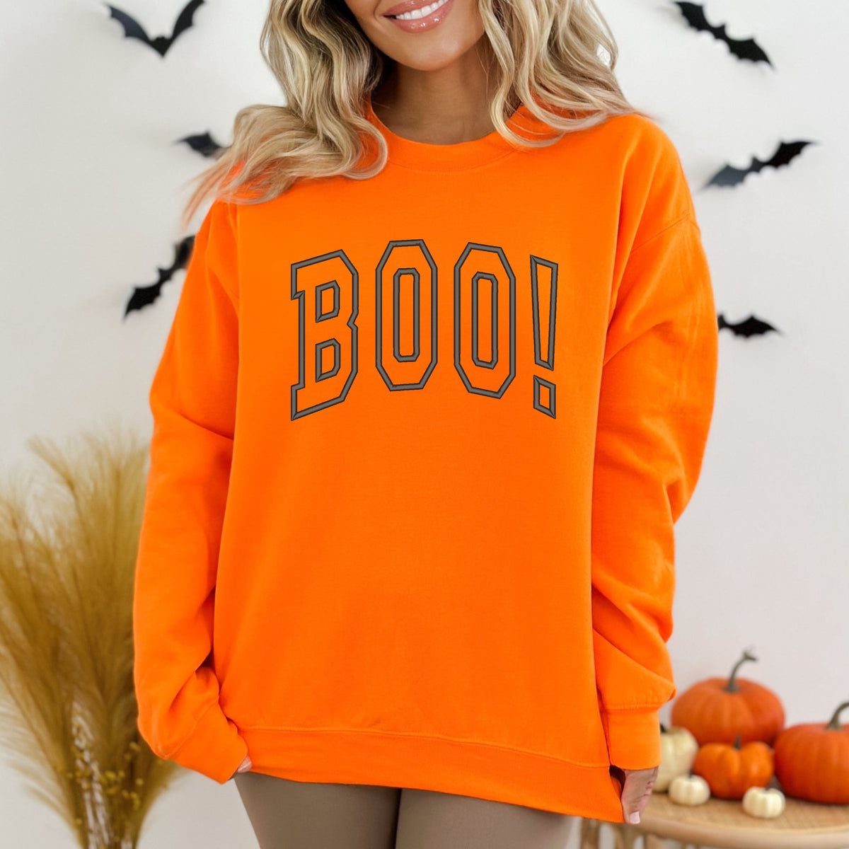 Embroidered Boo Arched - Women's Graphic Sweatshirt