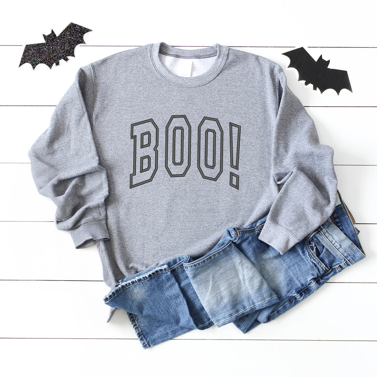 Embroidered Boo Arched - Women's Graphic Sweatshirt