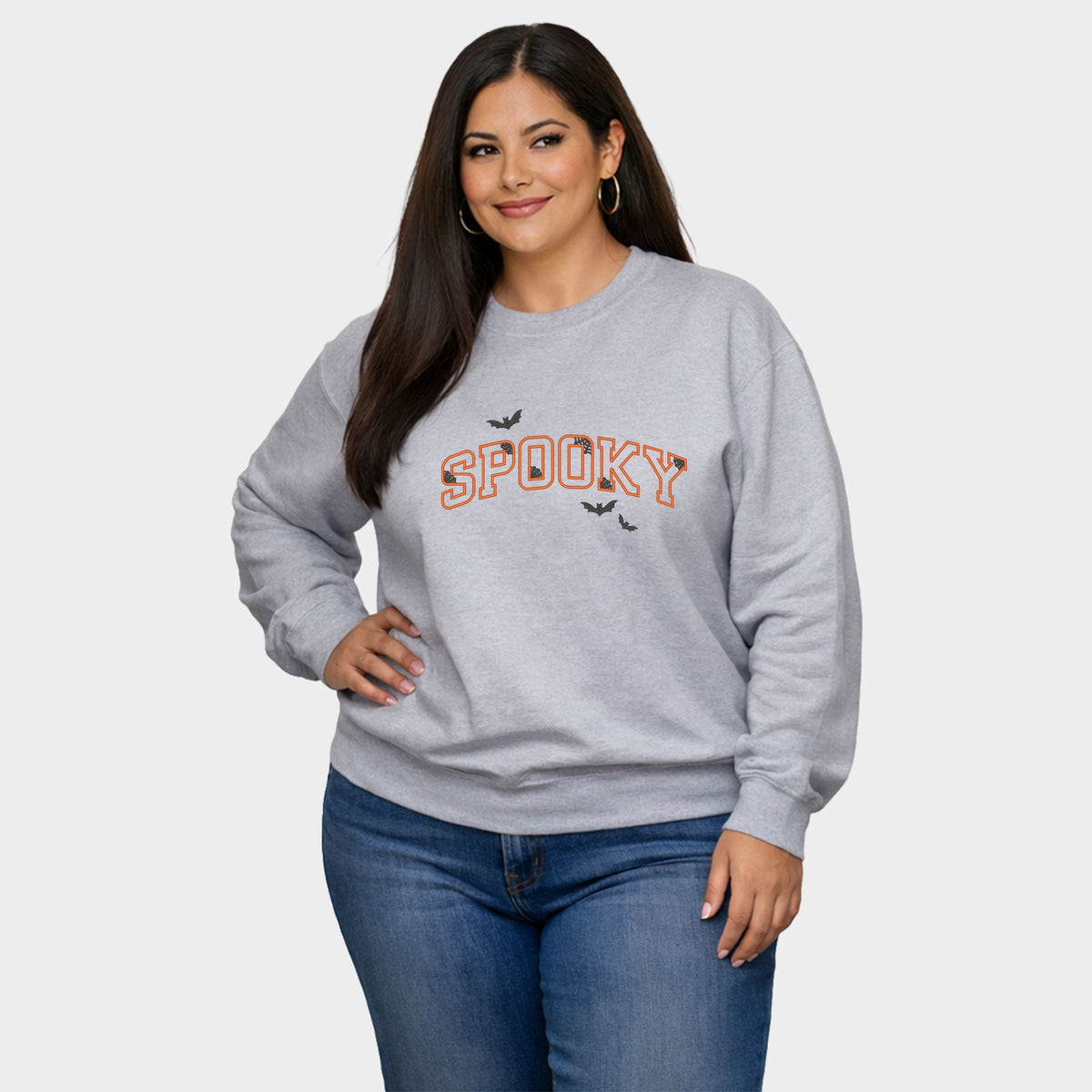 Embroidered Spooky Bats - Women's Plus Sized Graphic Sweatshirt