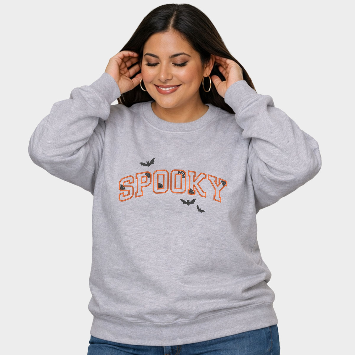 Embroidered Spooky Bats - Women's Plus Sized Graphic Sweatshirt