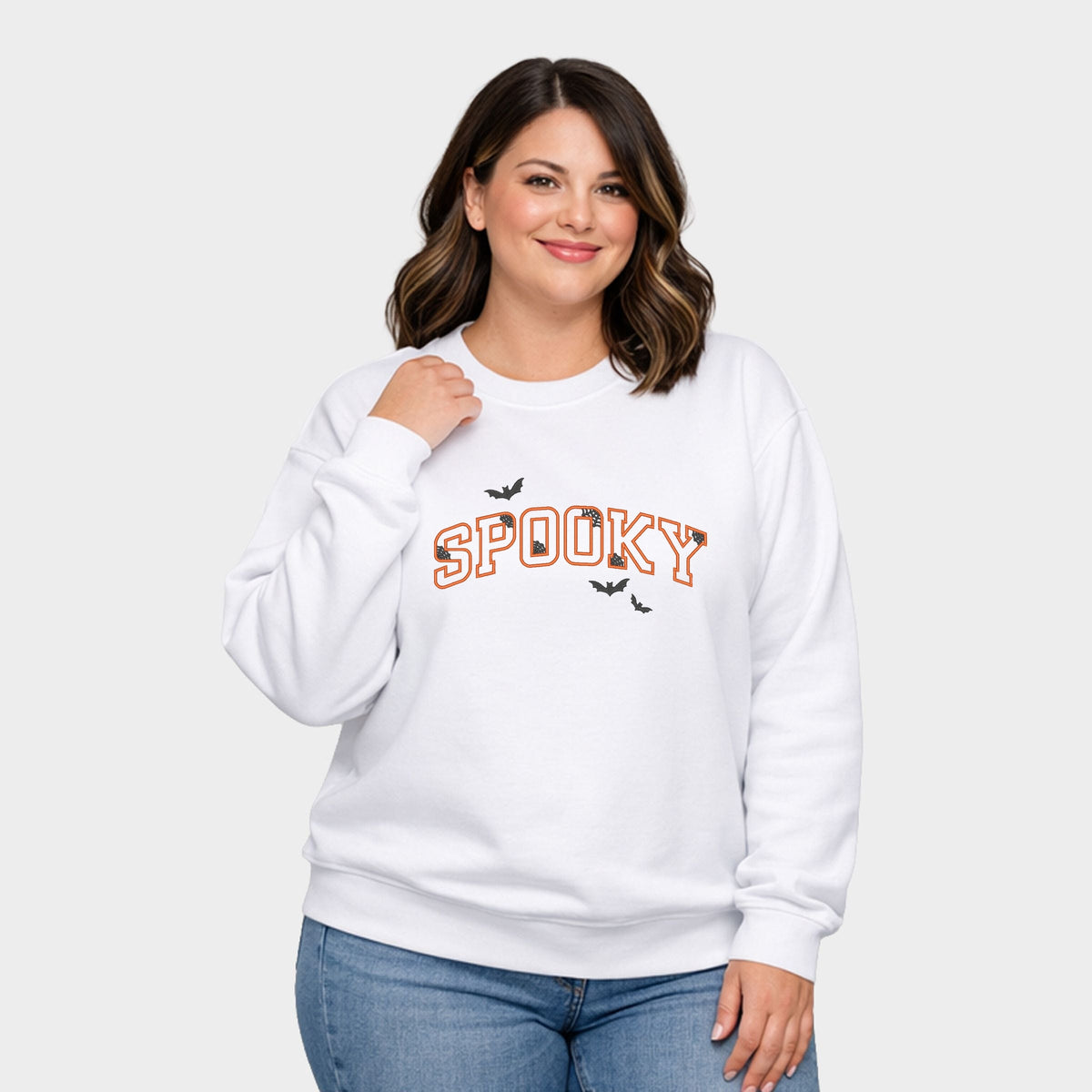 Embroidered Spooky Bats - Women's Plus Sized Graphic Sweatshirt