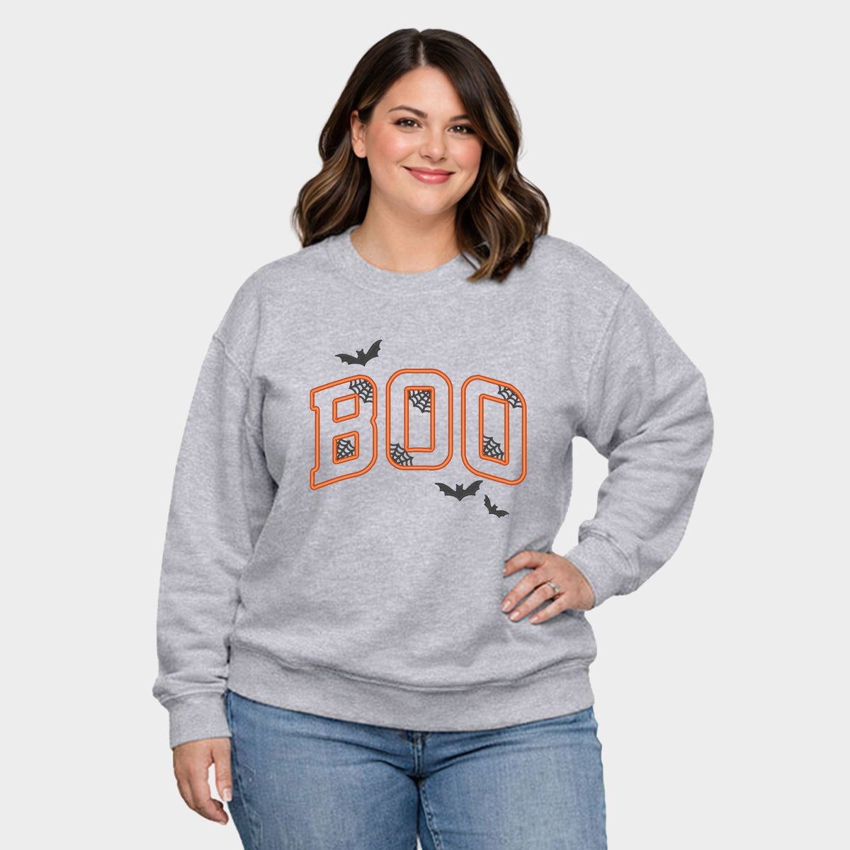 Embroidered Boo Bats - Women's Plus Sized Graphic Sweatshirt