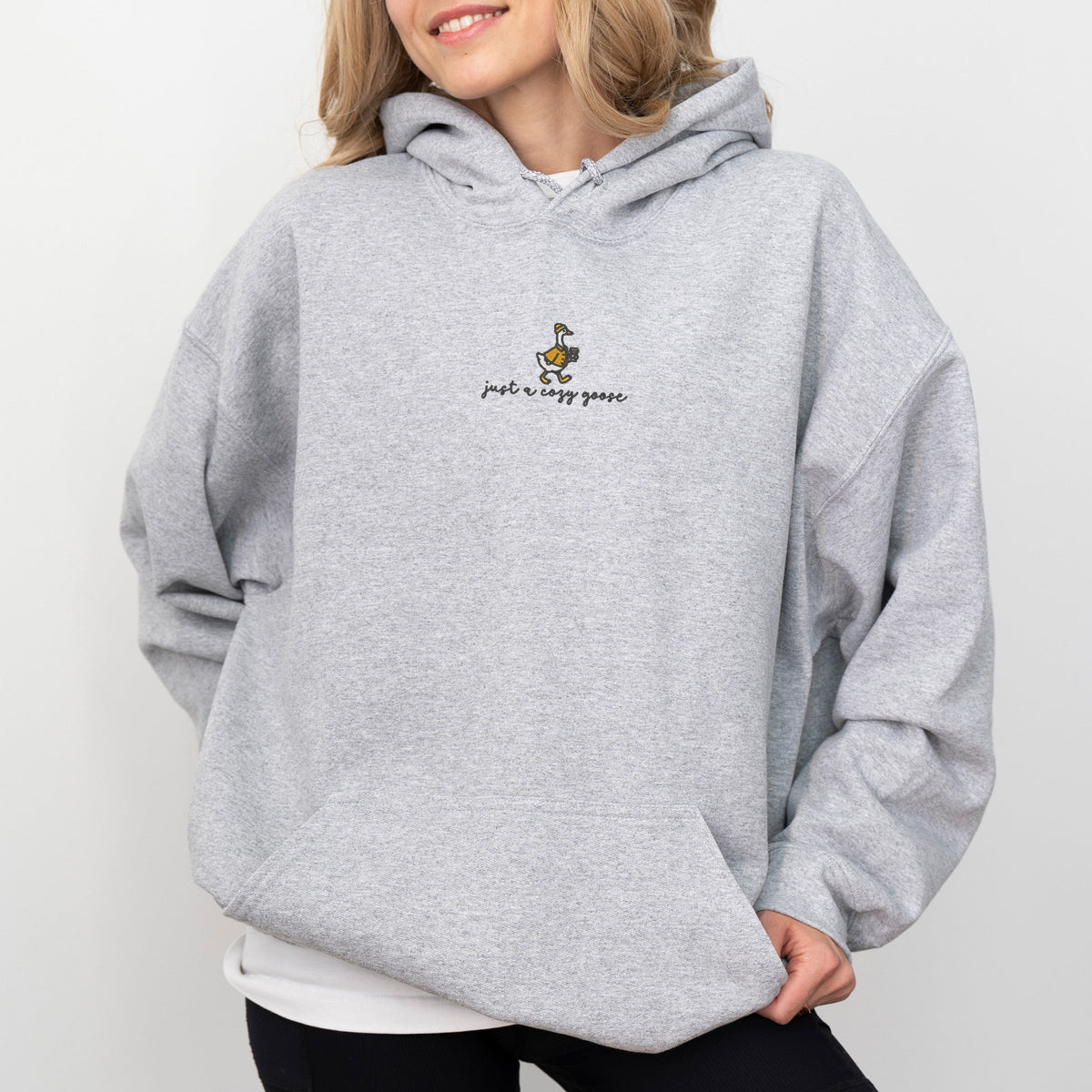 Embroidered Just A Cozy Goose - Women's Graphic Hoodie
