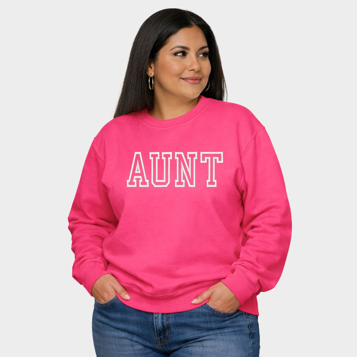 Embroidered Aunt Outline - Women's Plus Sized Graphic Sweatshirt