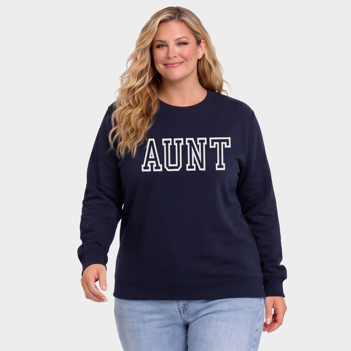 Embroidered Aunt Outline - Women's Plus Sized Graphic Sweatshirt