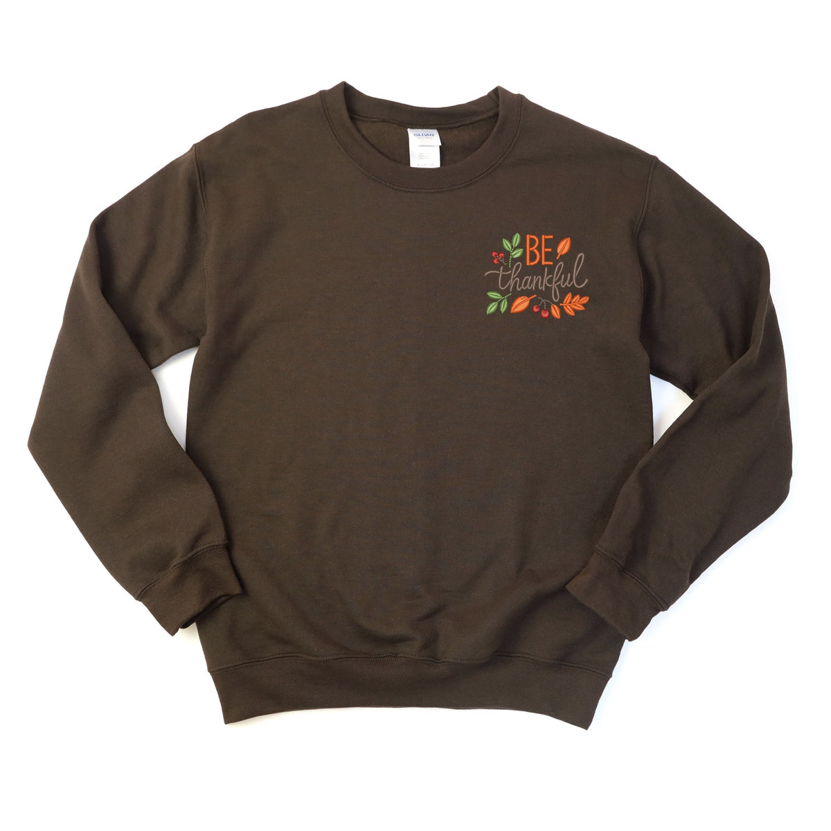 Embroidered Be Thankful Leaves - Women's Graphic Sweatshirt