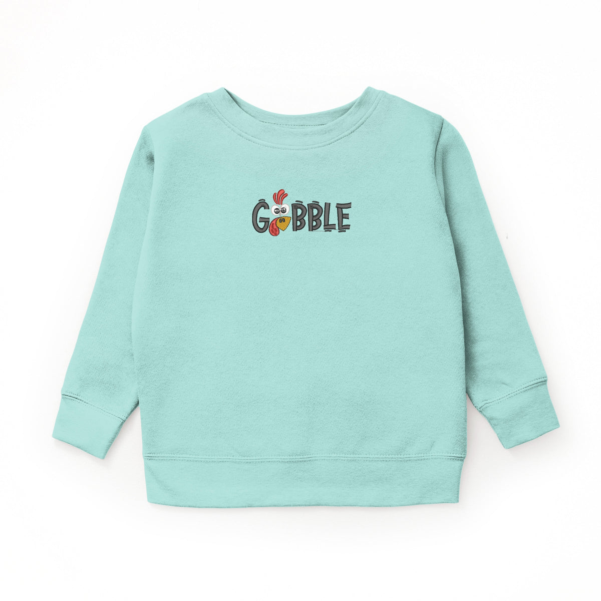 Embroidered Gobble Turkey Face - Youth Graphic Sweatshirt